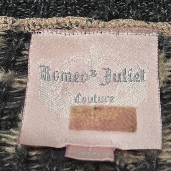 ROMEO & JULIET COUTURE Graphic Print Open Front Waterfall Cardigan Grey/Tan SML - Picture 11 of 11